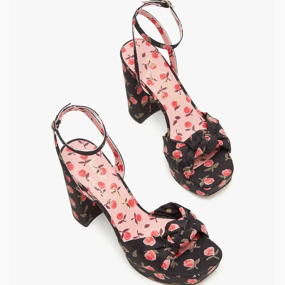 NWOB Kate Spade New York Confetti Ditsy Rose Print Platform Heel Sandal